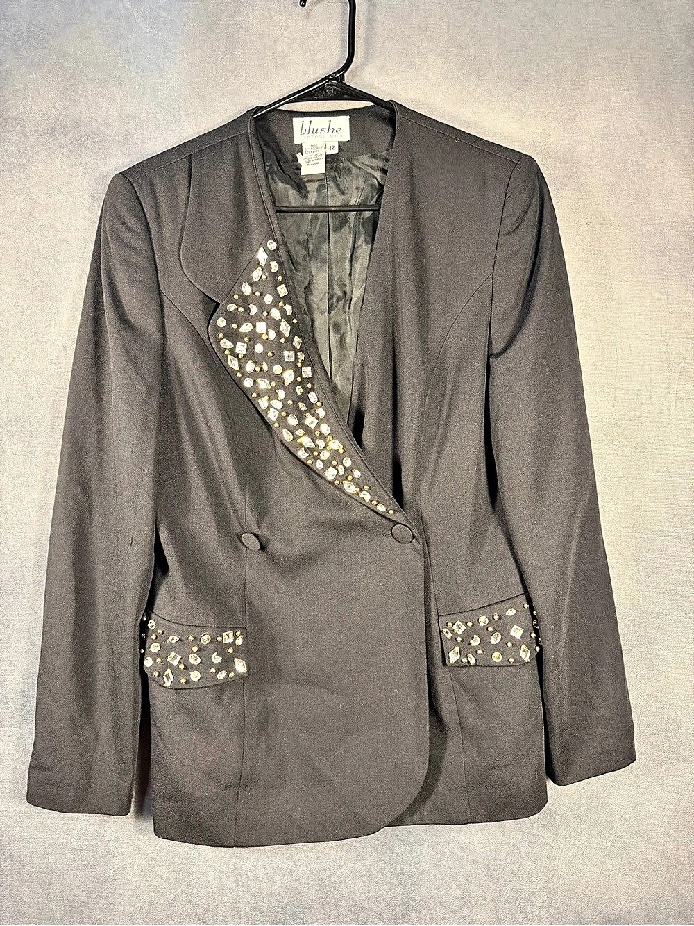 blushe impressions Studded Detail Blazer Gray Size 12 Like New